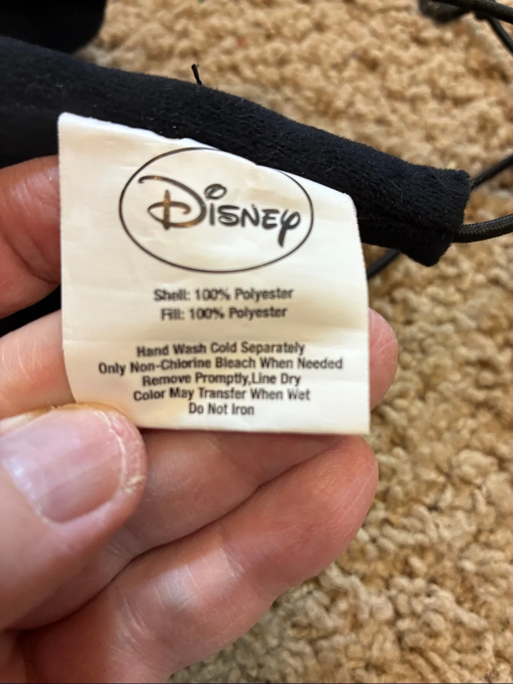 Disney Black Plush Mouse Ear Headband with Orange Tag for dogs.